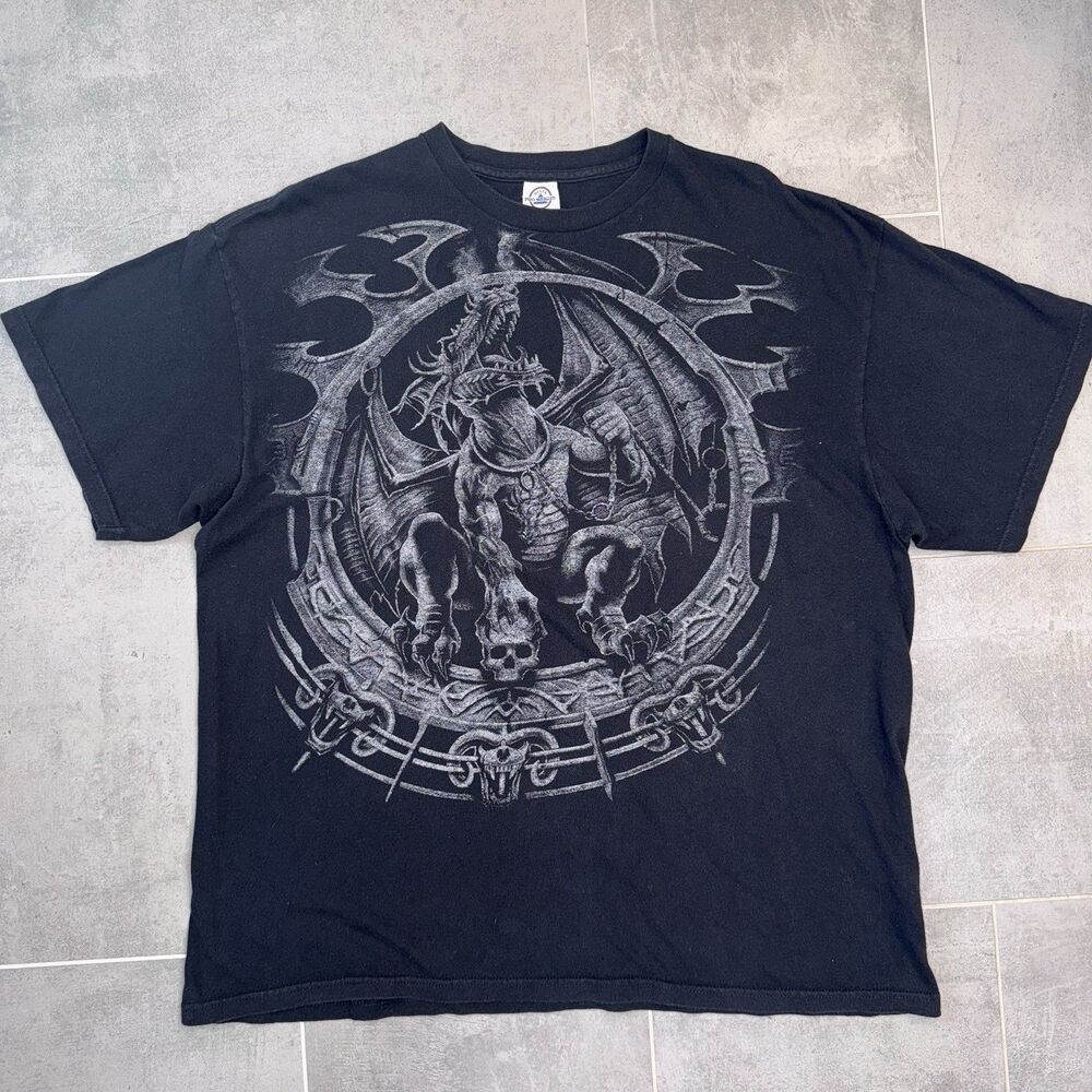 Vintage Y2K Dragon Skulls Grunge Delta Pro Weight Graphic Tee – XXL